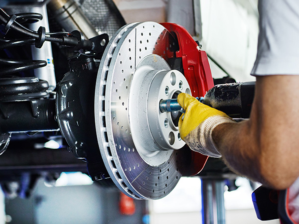 Brake disc and caliper close-up