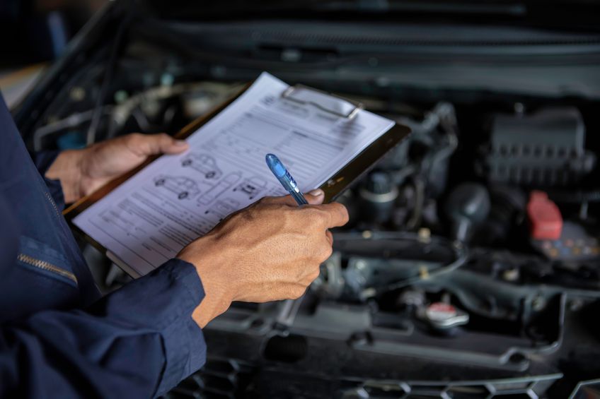 Car in MOT inspection bay